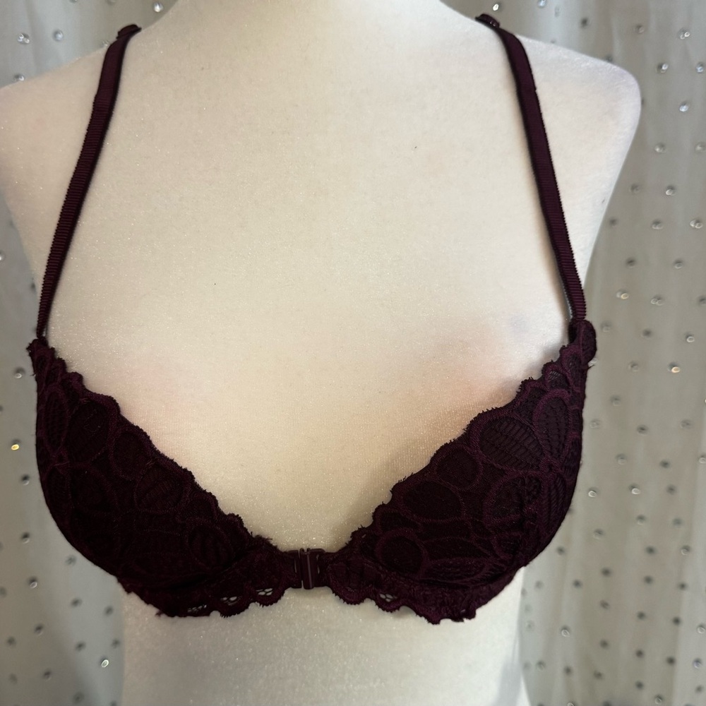 PINK Victoria's Secret Deep Burgundy Racerback Lace Bra